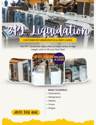 Advertisement for 3PL Liquidation with images of appliances and text about customer return/scratch & dent loads.