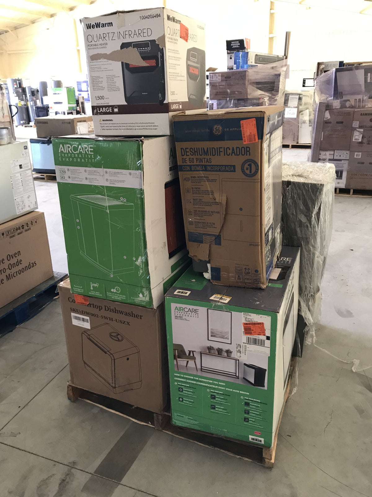 #53 Wholesale Pallet | 8 Customer Return Downdraft, Dehumidifiers, Humidifiers, Heaters, Counter-Top
