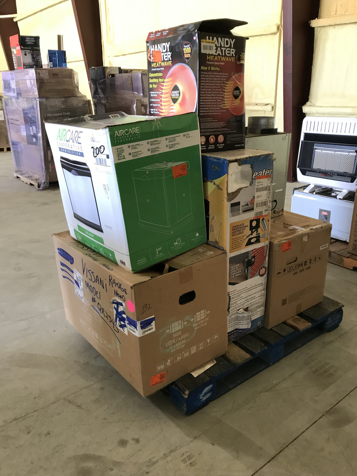 #52 Wholesale Pallet | 6 Customer Return Downdraft, Hood, Heaters, Humidifiers, Counter Top
