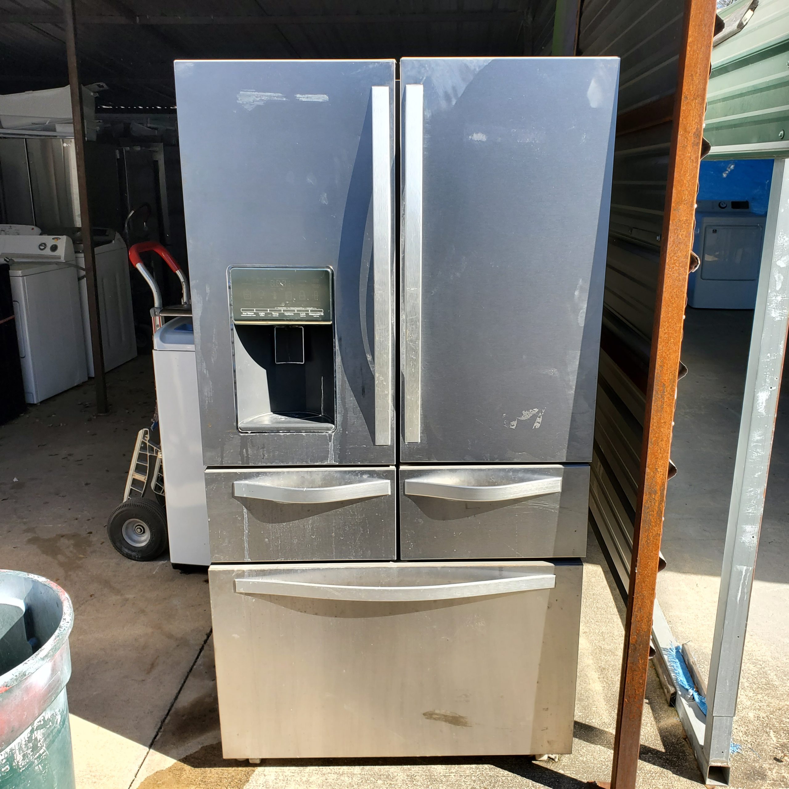 photo of Whirlpool 5 door French door refrigerator in our Salvage appliance program.